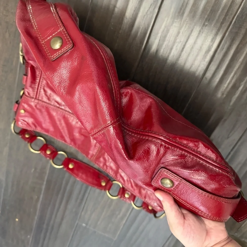 RARE Coach 12736 Zoe Editorial Red Patent XL Hobo Bag